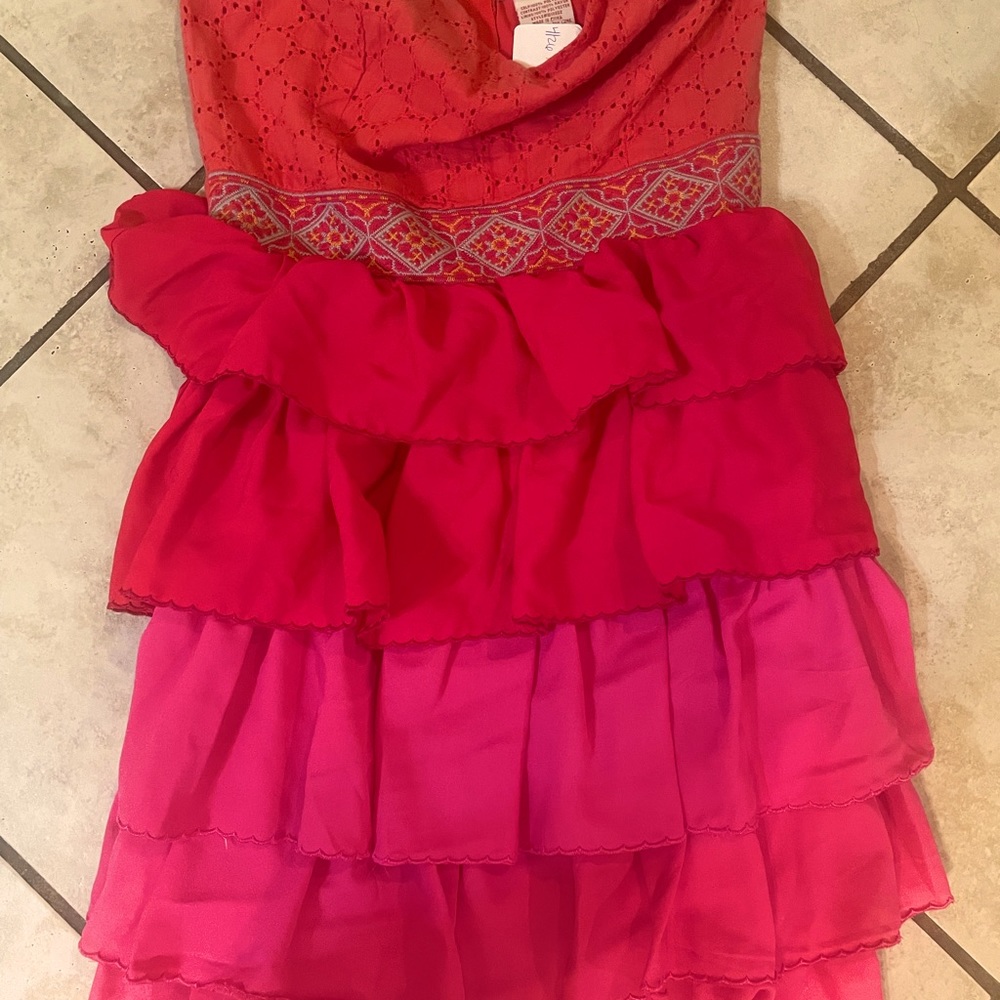 NWT Flying Tomato strapless embroidered ruffle tiered dress